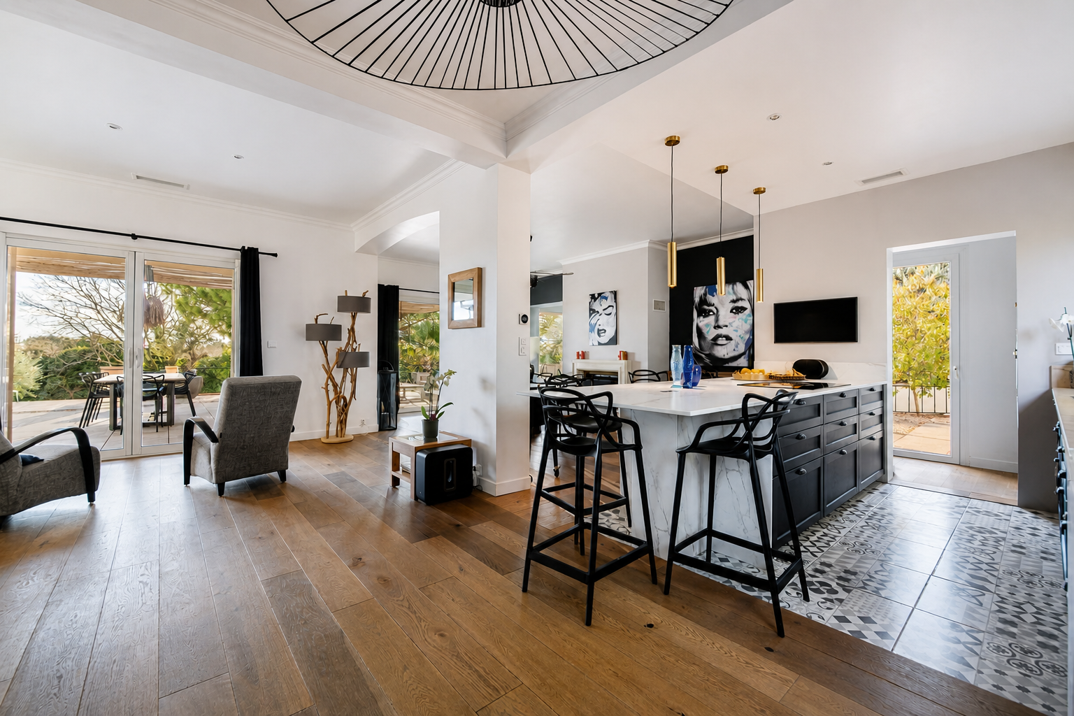 Cuisine ouverte rénovée — Villa des Lys Puyricard Aix-en-Provence